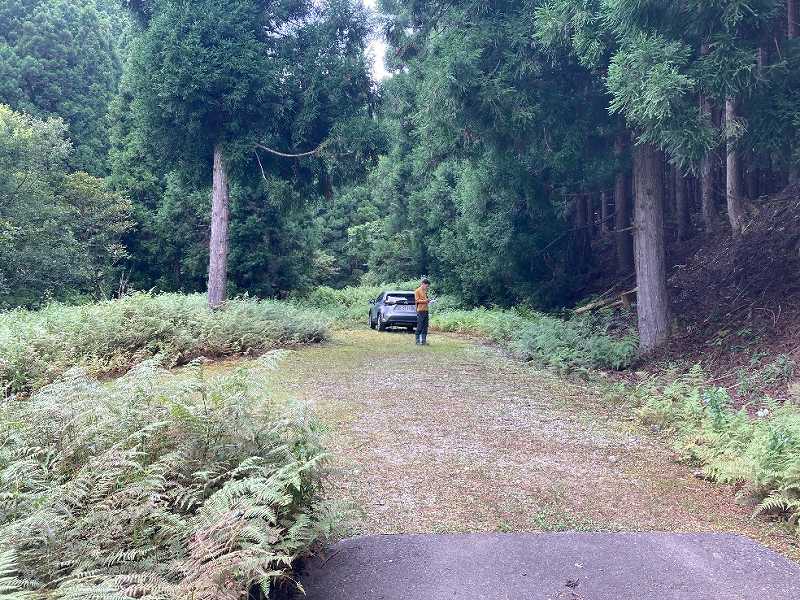 山林内の駐車位置